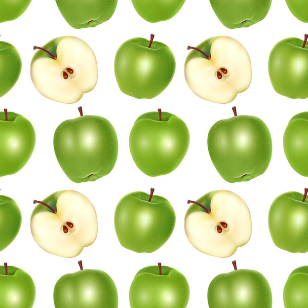 Green Apples Seamless Endless Pattern on white background, Can be used in food industry for wallpapers, posters, wrapping paper. Vector Eps10 illustration - Vector, Image