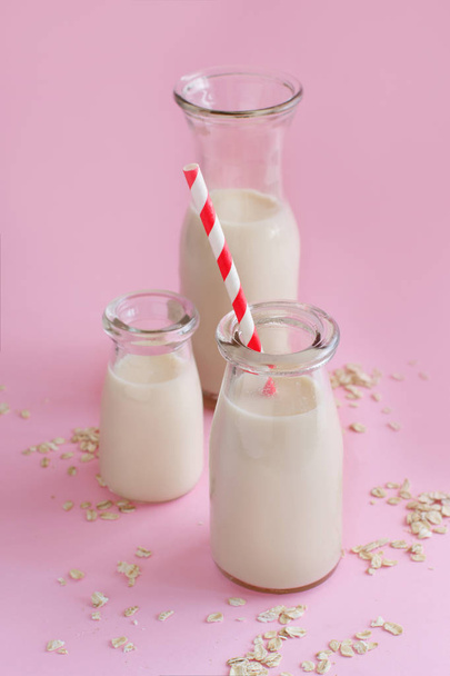 Vegan oat milk, non dairy alternative milk - Фото, изображение