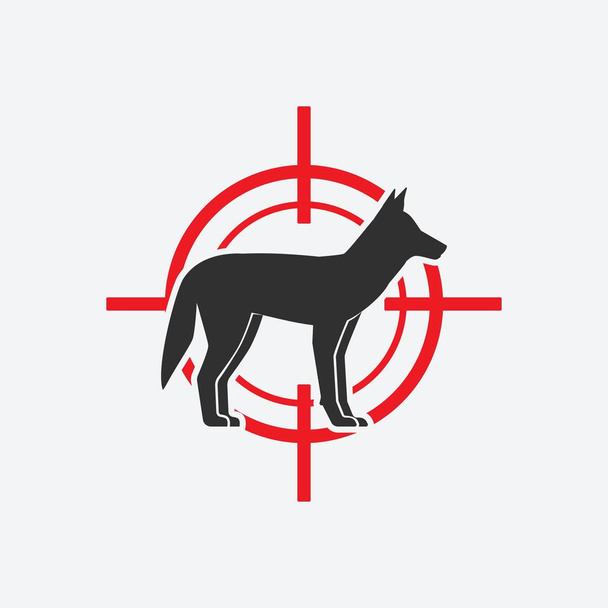 Coyote silhouette. Animal pest icon red target - Vektör, Görsel