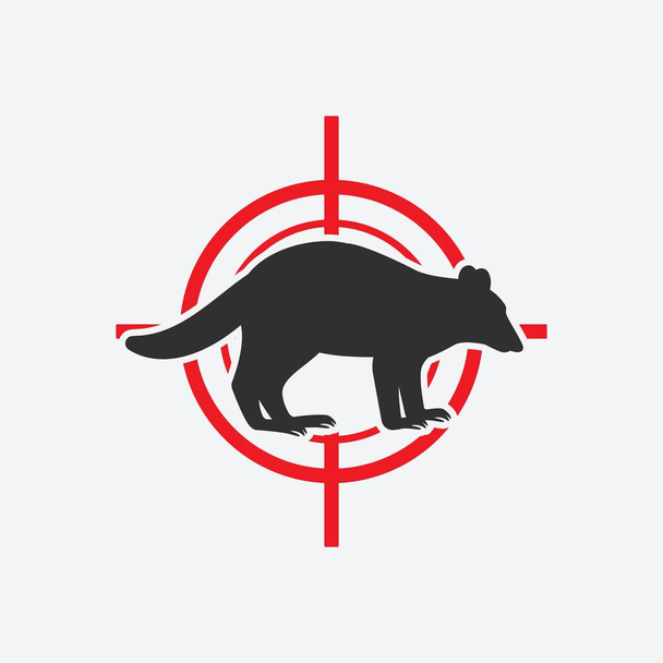 Raccoon silhouette. Animal pest icon red target - Vektör, Görsel