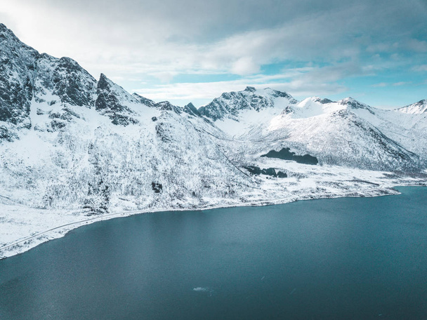 Aerial photography, Lofoten Islands landscape - 写真・画像