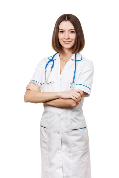 Beautiful brunette woman medical worker - Foto, Imagen