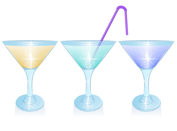 Набір алкогольних коктейлів ізольовано на білому тлі. Відпочинок клубна вечірка літніх коктейлів, коктейльні келихи. Елементи дизайну
 - Вектор, зображення