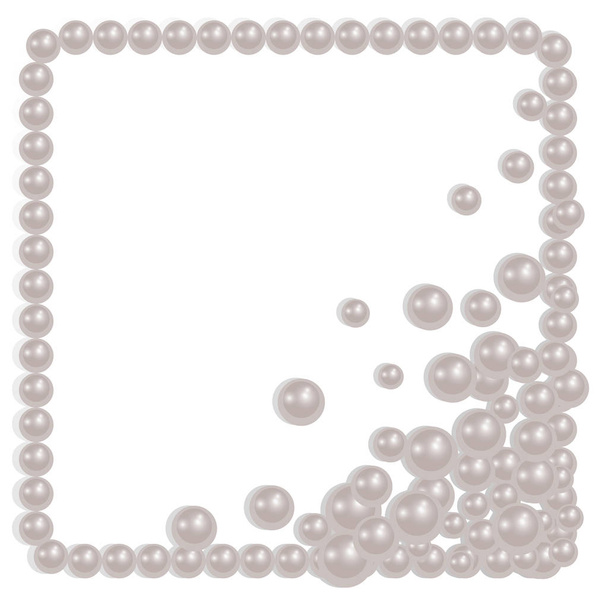 Pearl frame for making your photo or text, realistic pearls on white background - Vector, Image