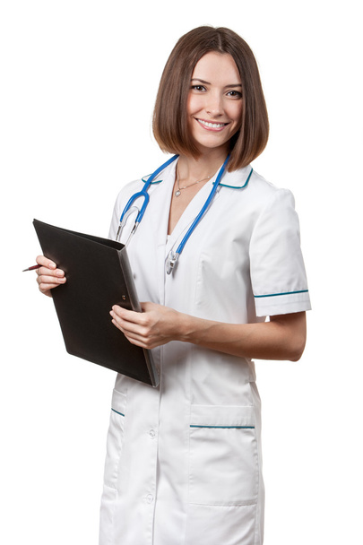 Beautiful brunette woman medical worker - Foto, imagen