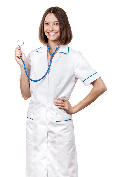 Beautiful brunette woman medical worker - Photo, image