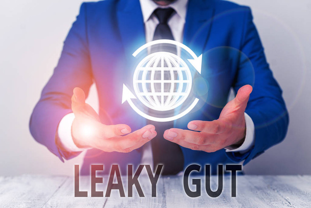 Text sign showing Leaky Gut. Conceptual photo A condition in which the lining of small intestine is damaged. - Photo, Image