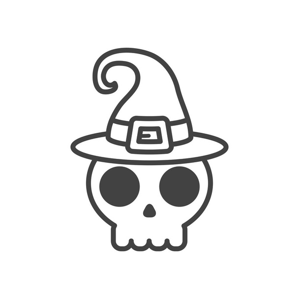 Halloween koponya fejét boszorkány kalap - Vektor, kép