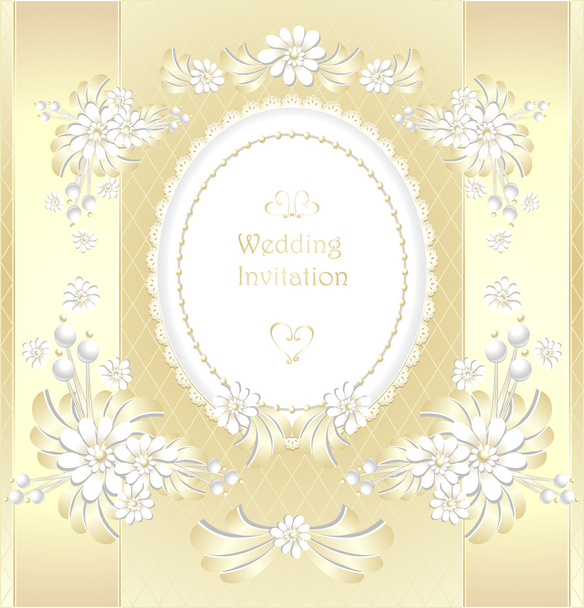 Wedding invitation or congratulation in gold - Vector, Image