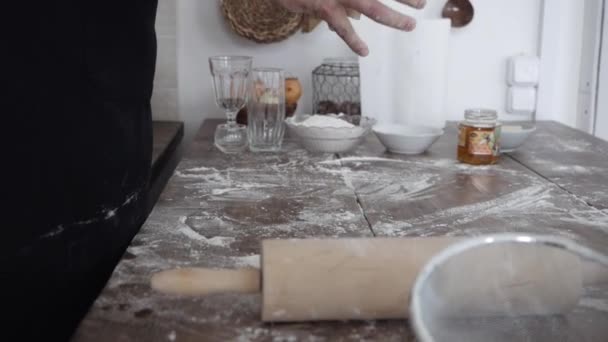 Cook kneads the dough with his hands - Filmati, video