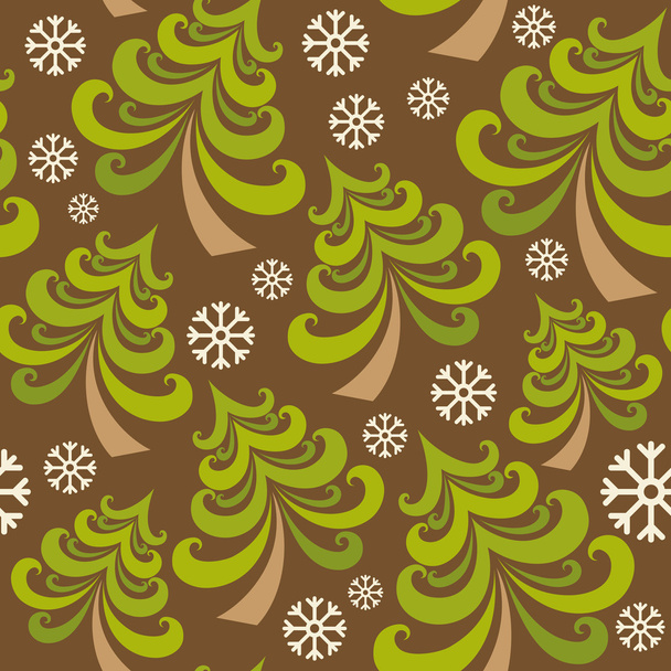 クリスマスツリーとベクトルシームレスパターン - ベクター画像