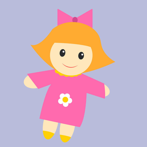 Doll in pink, illustration, vector on white background. - Vector, Image