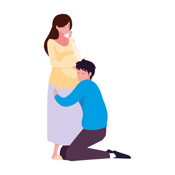 Isolado mulher grávida e homem design
 - Vetor, Imagem