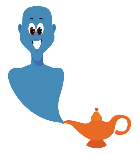 Genie from lamp, illustration, vector on white background. - Vector, Image