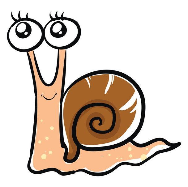 Cute snail, illustration, vector on white background. - Vector, Image