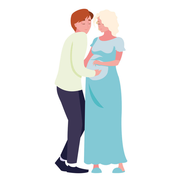 Απομονωμένη έγκυος γυναίκα και τον άνθρωπο σχεδιασμό - Διάνυσμα, εικόνα