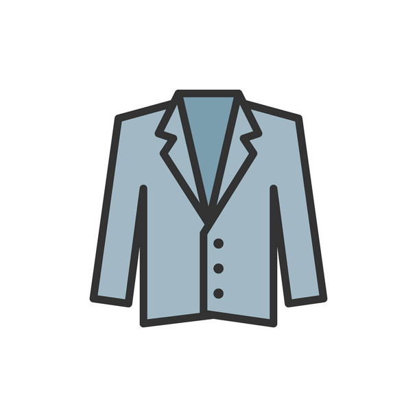 Vector tuxedo, jacket, coat flat color line icon. - Вектор,изображение