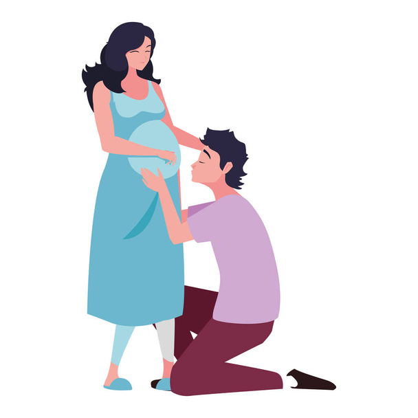 Απομονωμένη έγκυος γυναίκα και τον άνθρωπο σχεδιασμό - Διάνυσμα, εικόνα