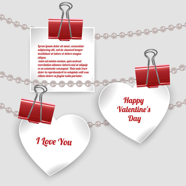 La cartolina di San Valentino con Raccolta di varie cartoline bianche pin con clip di documenti pronte per il tuo messaggio
. - Vettoriali, immagini
