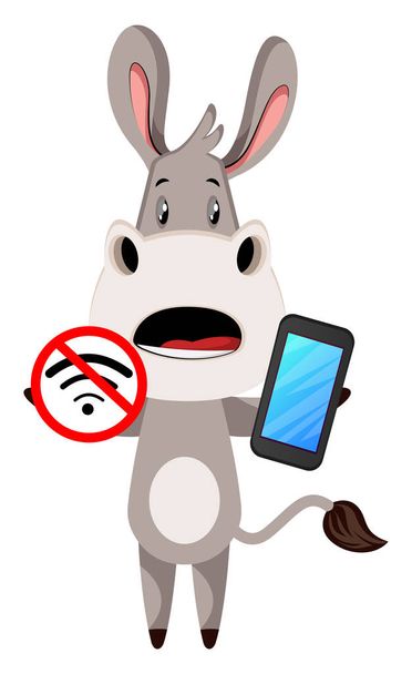 Γάιδαρος χωρίς σήμα WiFi, απεικόνιση, διάνυσμα σε λευκό πίσω - Διάνυσμα, εικόνα