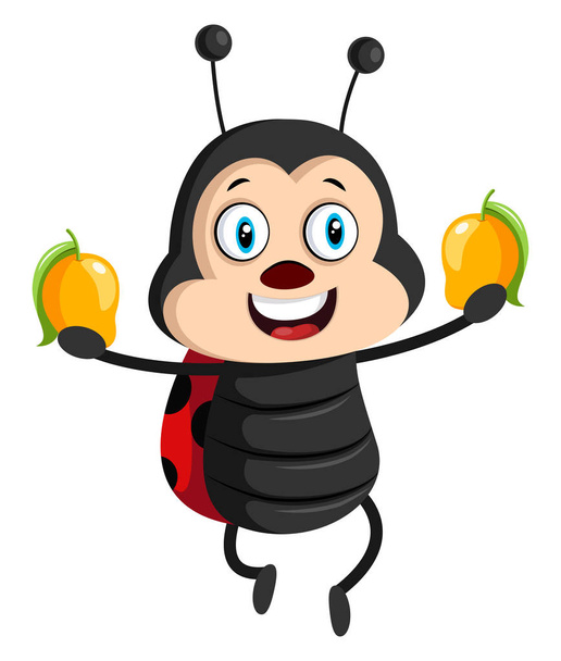 Lady bug con mangos, ilustración, vector sobre fondo blanco
. - Vector, Imagen