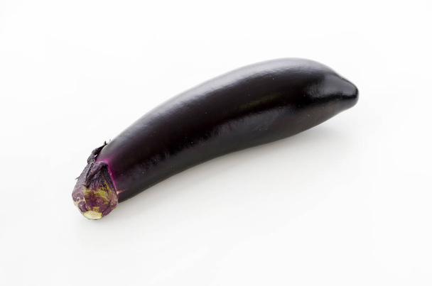 Raw black eggplant isolated white background - Photo, Image