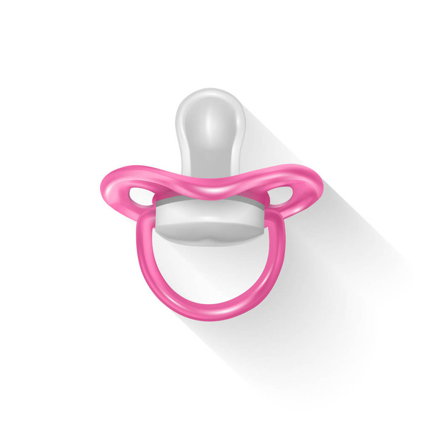 Pacifier isolated on white background. Pacifier of pink color. Realistic icon, Vector EPS 10 illustration - Vector, Image