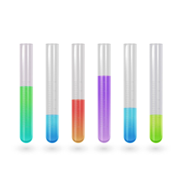Science test tube icon set. Test tube with bright colors liquid. Illustration of test tubes in Realistic style. Vector EPS 10 illustration - Vector, Image