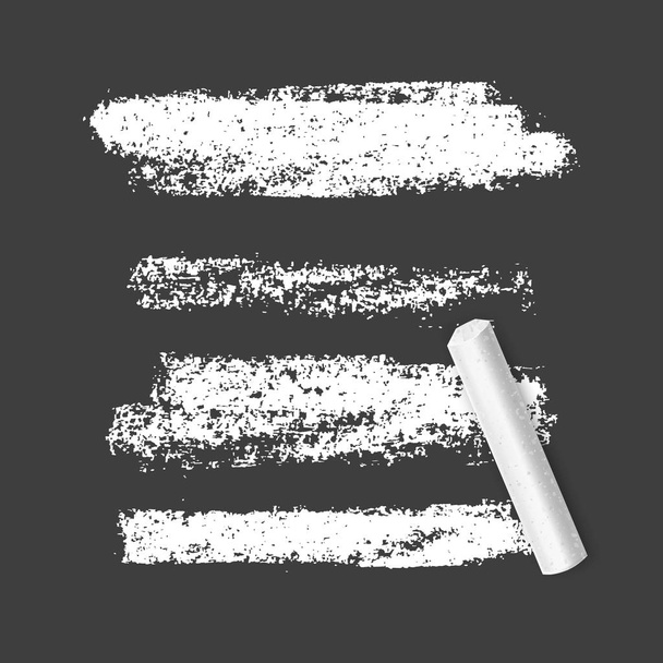 Set de pinceles de tiza de color blanco sobre fondo oscuro. Líneas grunge con textura de tiza. Elementos de diseño dibujados a mano, Vector EPS 10 ilustración
 - Vector, imagen
