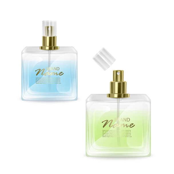 Modello di bottiglia di profumo su sfondo bianco, bottiglia di vetro cosmetico in illustrazione 3d per uso di progettazione
 - Vettoriali, immagini