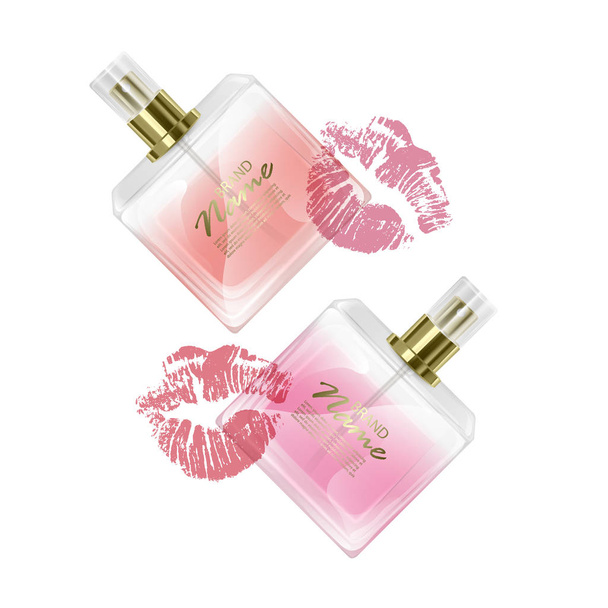 Parfüm palack mockup fehér alapon, Kozmetikai üveg 3D-s illusztráció design használatra, Vector EPS 10 illusztráció - Vektor, kép