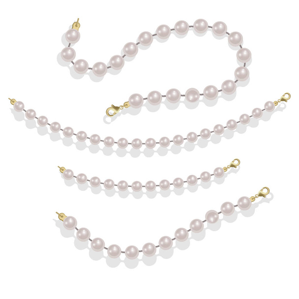 Elegante decoración de lujo femenino con perlas ilustración perla fronteras glamour. Ilustración vectorial aislada sobre fondo blanco
. - Vector, imagen