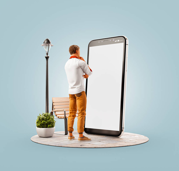 Unusual 3d illustration smart phone application - Фото, зображення