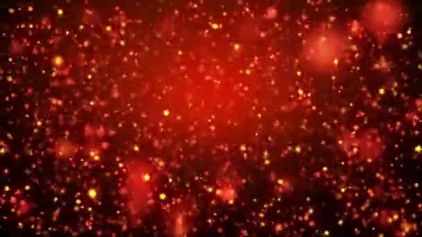Abstract shiny red glitter particles. Fire bokeh. Abstract background with shining bokeh sparkles. Shimmer light. - Footage, Video