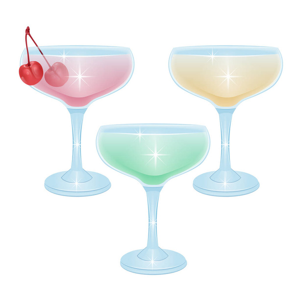 alcoholic cocktail beverage vector set collection isolated on white background - Vector, Image