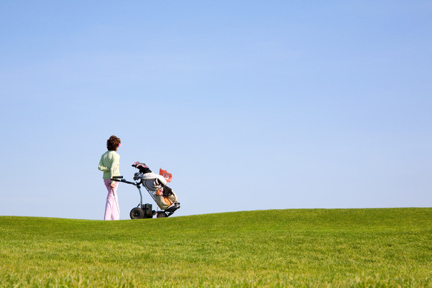golfçü ve caddy - Fotoğraf, Görsel