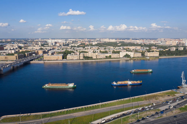 Cargo ships on the Neva in St. Petersburg. - Фото, изображение