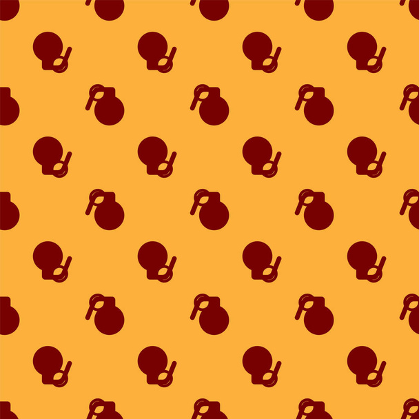 Grenade rouge icône isolée motif sans couture sur fond brun. Explosion de bombe. Illustration vectorielle
 - Vecteur, image