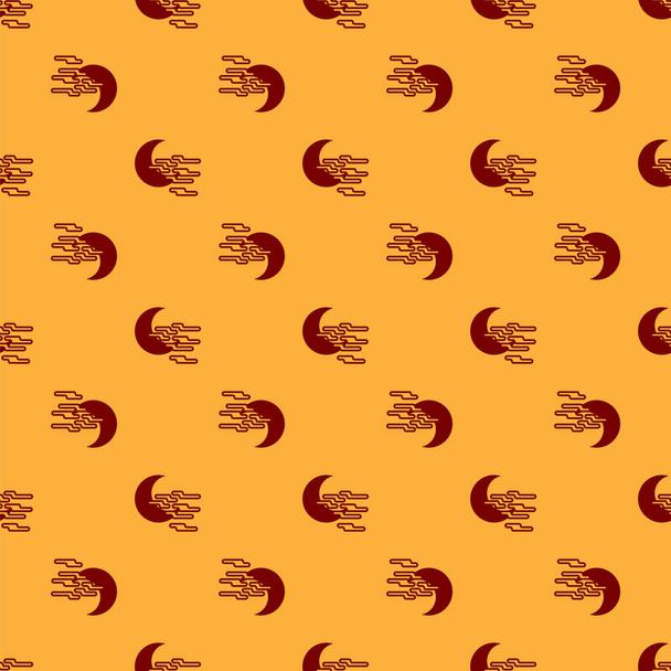 Rojo niebla y luna icono aislado patrón sin costura sobre fondo marrón. Ilustración vectorial
 - Vector, Imagen