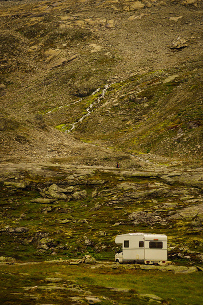 Camper car in norwegian mountains - Photo, image