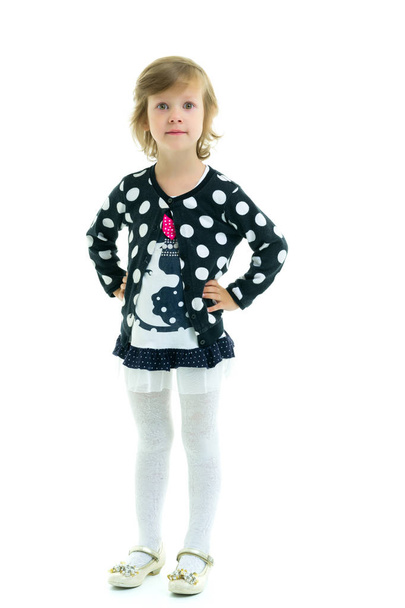 Little girl posing in studio on a white background. - Foto, Imagen