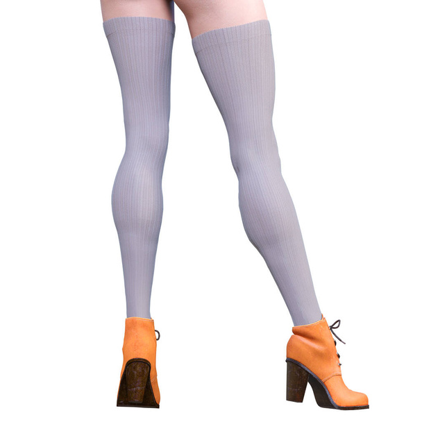 Beautiful female legs woolen leggings and half-beads. - Φωτογραφία, εικόνα