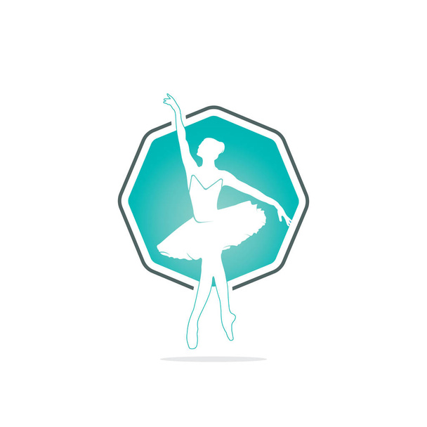 Ballet bailarino vetor logotipo design. Design de logotipo para escola de balé e estúdio de dança
. - Vetor, Imagem