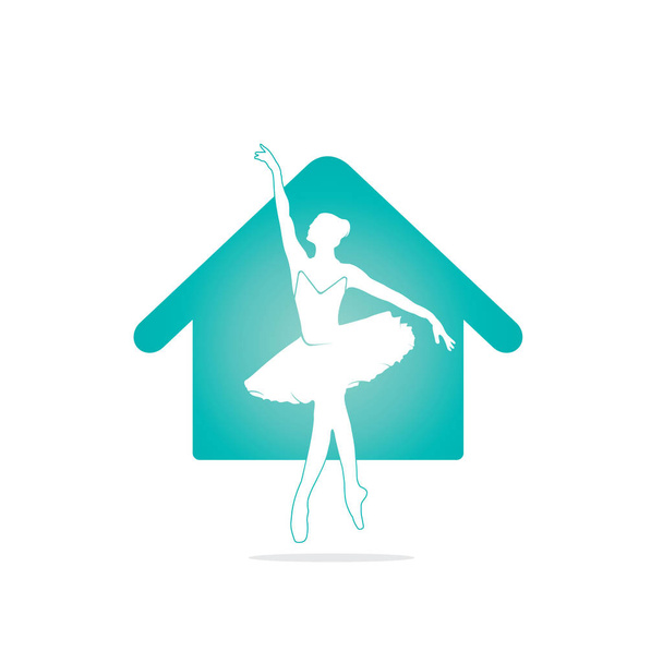 Ballerino e home vector logo design. Logo design per scuola di danza classica e studio di danza
. - Vettoriali, immagini