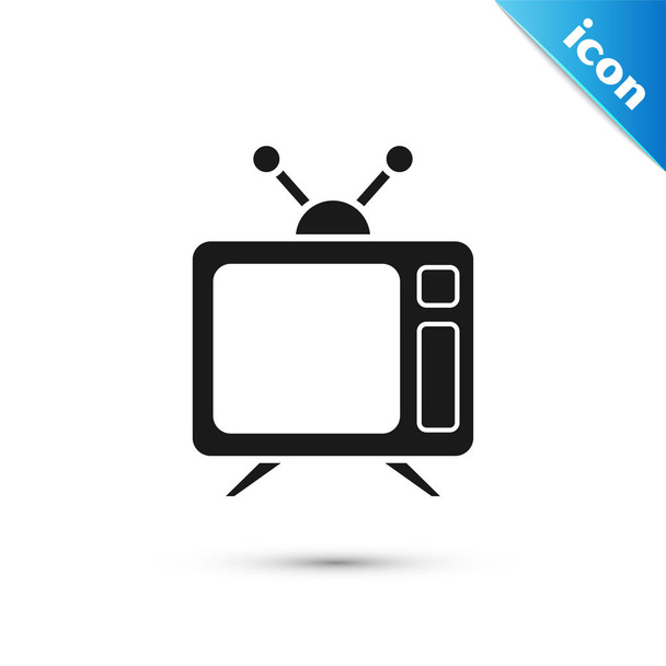 Zwarte TV-icoon geïsoleerd op witte achtergrond. Televisie teken. Vector illustratie - Vector, afbeelding