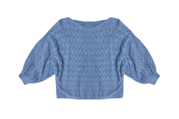 Female blue sweater isolated on a white background - Zdjęcie, obraz