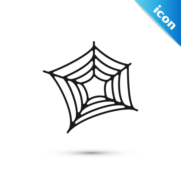 Ikona sieci Black Spider na białym tle. Znak pajęczyny. Wesołego Halloween. Ilustracja wektora - Wektor, obraz