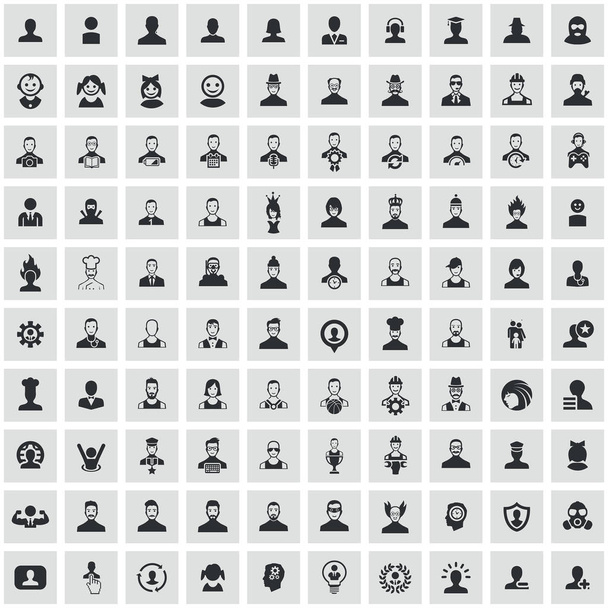 avatar 100 simgeleri web ve Ui için evrensel set. - Vektör, Görsel