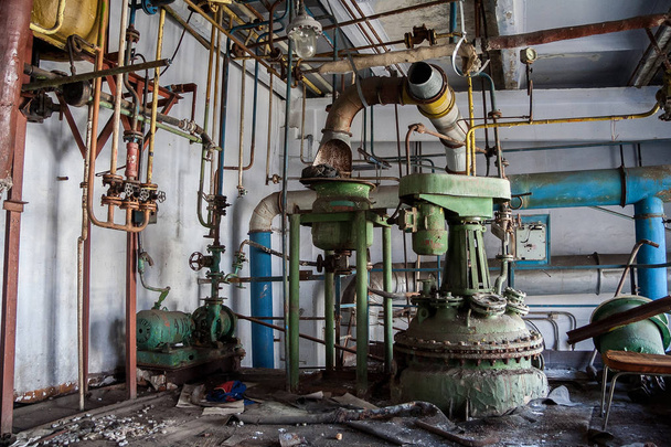 The abandoned chemical pharmacy vitamin plant with the remains o - Foto, Bild