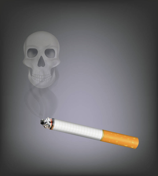 Cigarette with skull smoke - Vector, Image